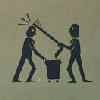 Warning pictogram from Seattle Repertory Theatre dustpan