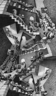 detail from House Of Stairs by M. C. Escher